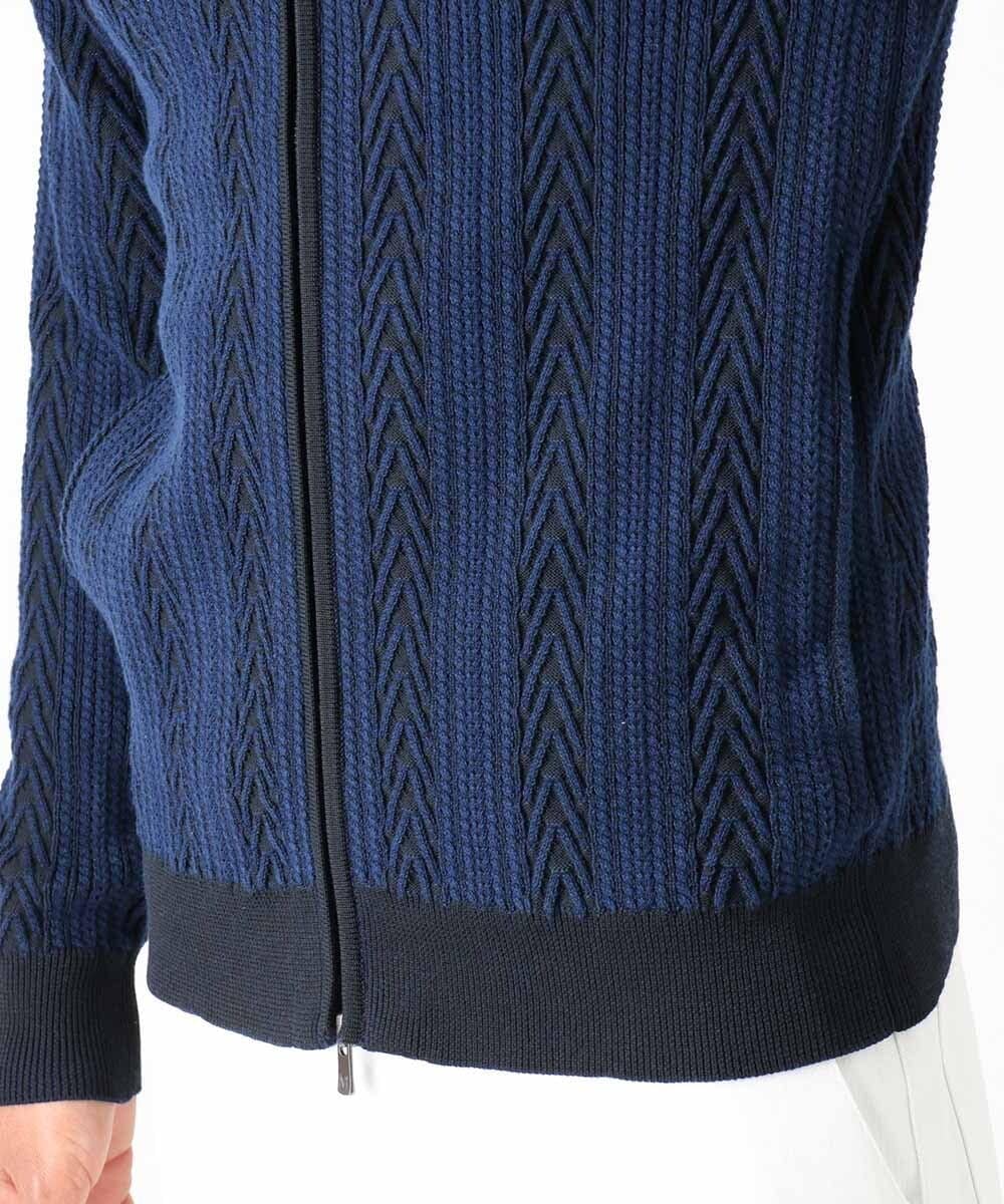 MNFAC52230 MICHEL KLEIN HOMME(ミッシェルクラン オム) へリンボンニットカーディガン ネイビー