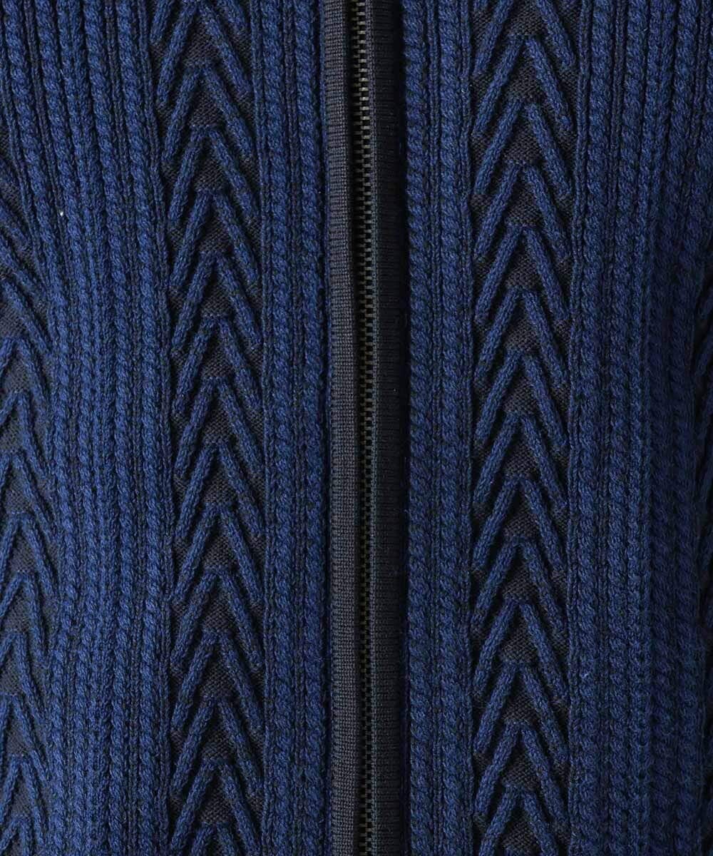 MNFAC52230 MICHEL KLEIN HOMME(ミッシェルクラン オム) へリンボンニットカーディガン ネイビー