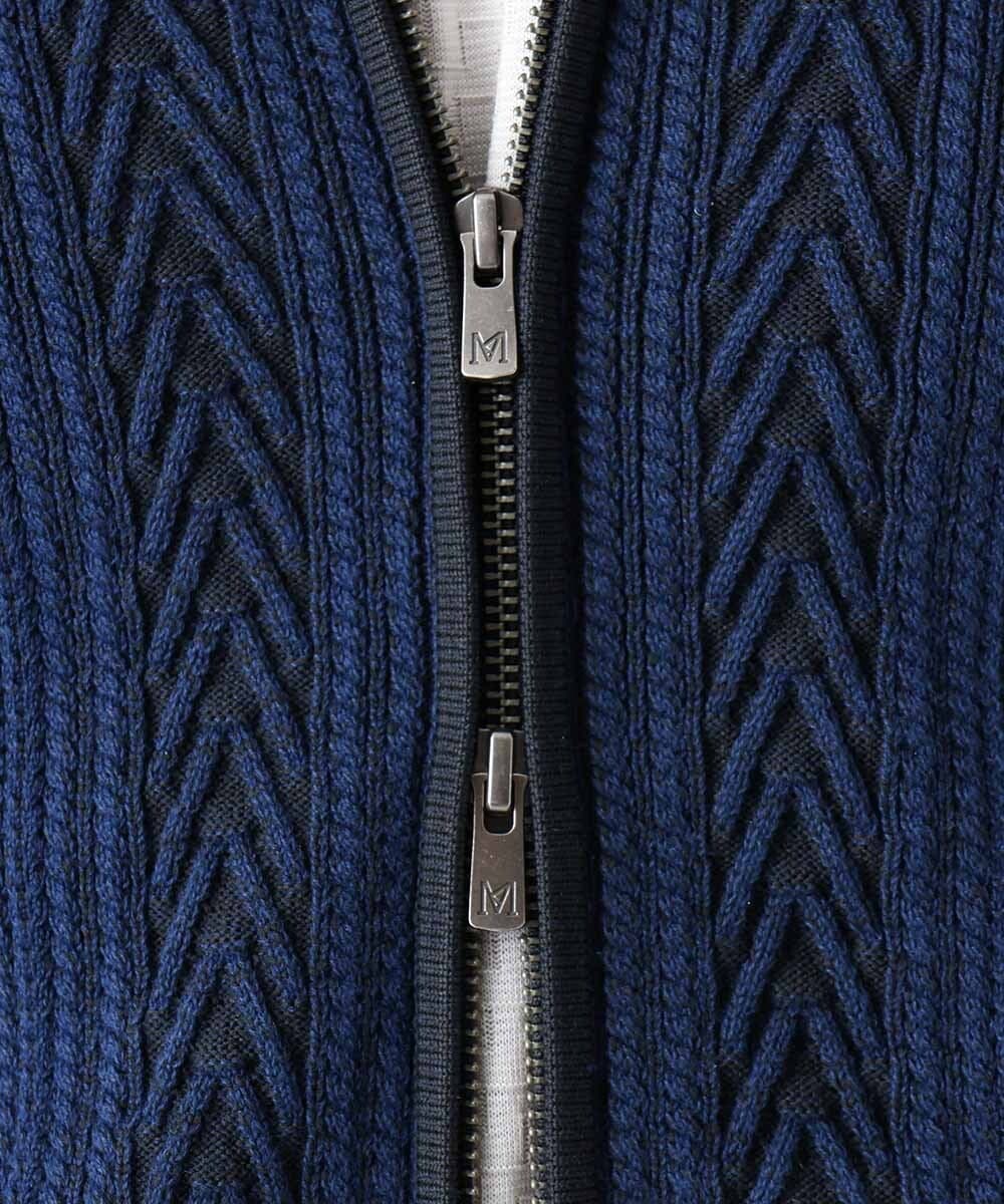 MNFAC52230 MICHEL KLEIN HOMME(ミッシェルクラン オム) へリンボンニットカーディガン ネイビー