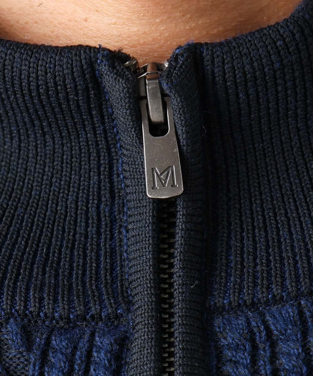 MNFAC52230 MICHEL KLEIN HOMME(ミッシェルクラン オム) へリンボンニットカーディガン ネイビー