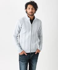 MNFAC52230 MICHEL KLEIN HOMME(ミッシェルクラン オム) へリンボンニットカーディガン ライトグレー