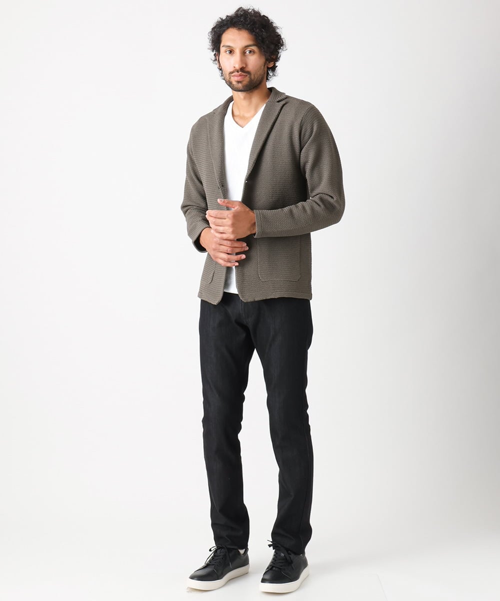 MNFAC53270 MICHEL KLEIN HOMME(ミッシェルクラン オム) ハイゲージニットテーラードジャケット セットアップ ブラウン