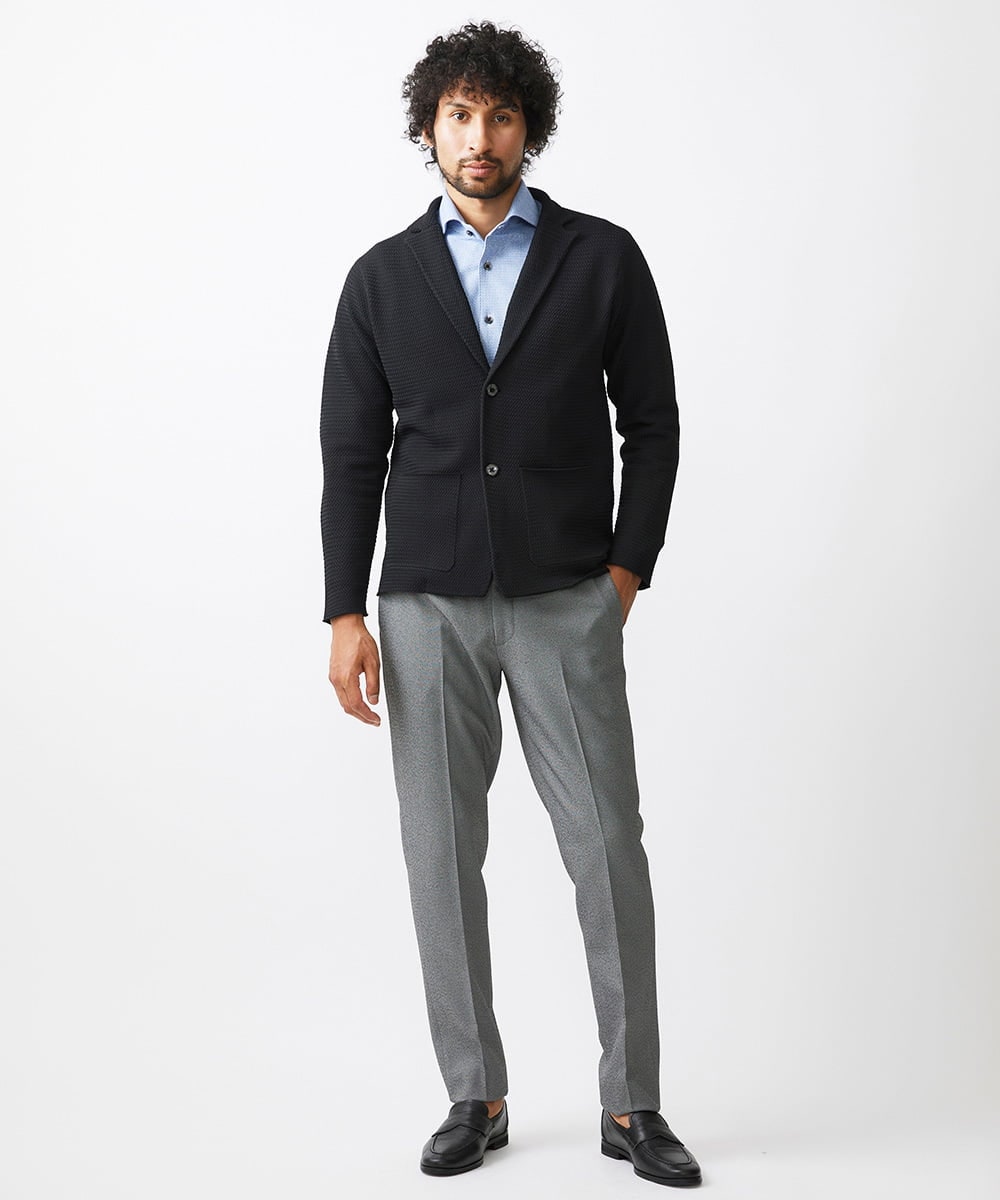 MNFAC53270 MICHEL KLEIN HOMME(ミッシェルクラン オム) ハイゲージニットテーラードジャケット セットアップ ブラック