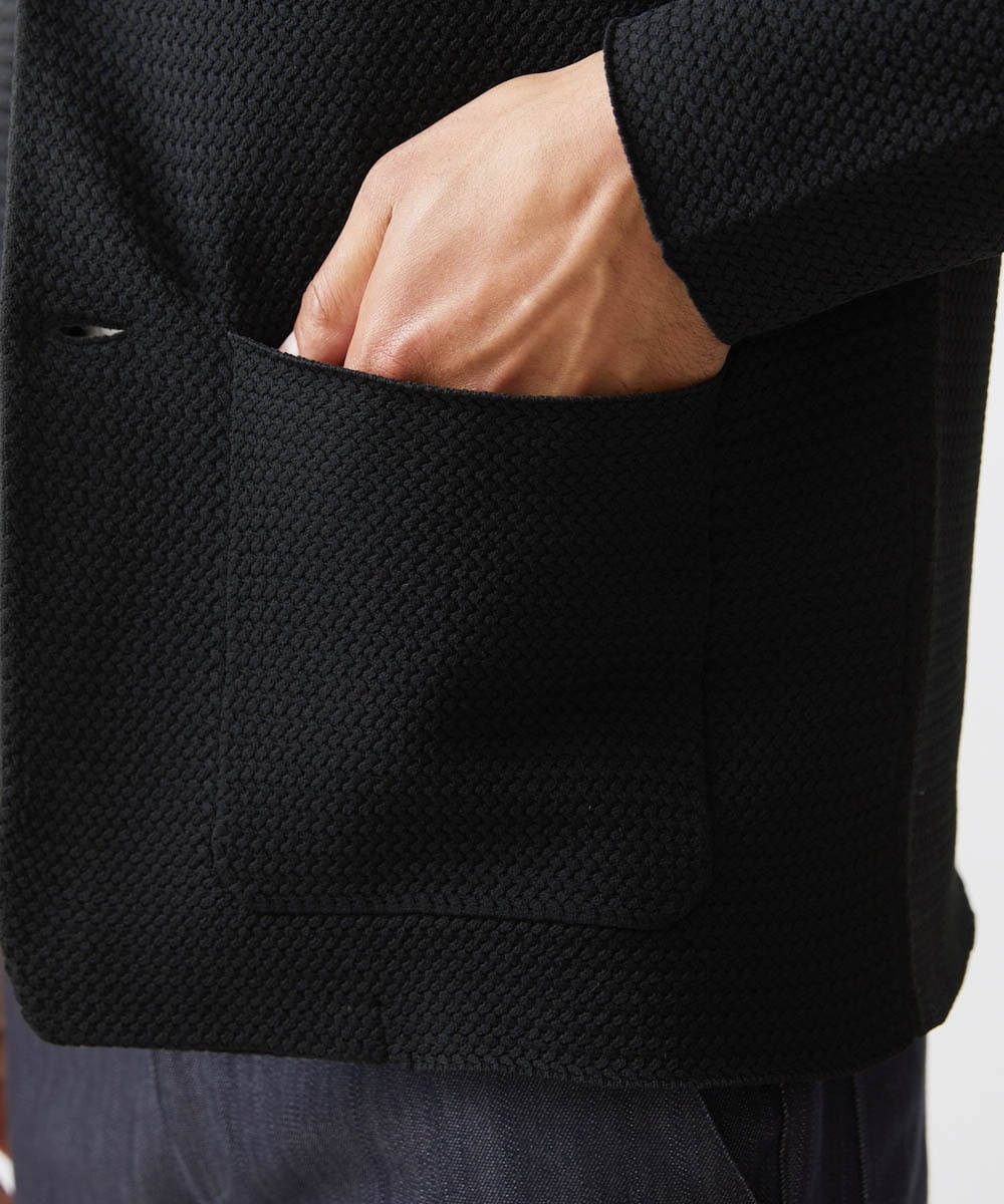 MNFAC53270 MICHEL KLEIN HOMME(ミッシェルクラン オム) ハイゲージニットテーラードジャケット セットアップ ブラック
