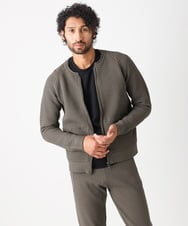 MNFAC54230 MICHEL KLEIN HOMME(ミッシェルクラン オム) ニットノーカラーブルゾン セットアップ ブラウン