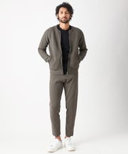 MNFAC54230 MICHEL KLEIN HOMME(ミッシェルクラン オム) ニットノーカラーブルゾン セットアップ ブラウン