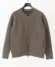 MNFAC54230 MICHEL KLEIN HOMME(ミッシェルクラン オム) ニットノーカラーブルゾン セットアップ ブラウン