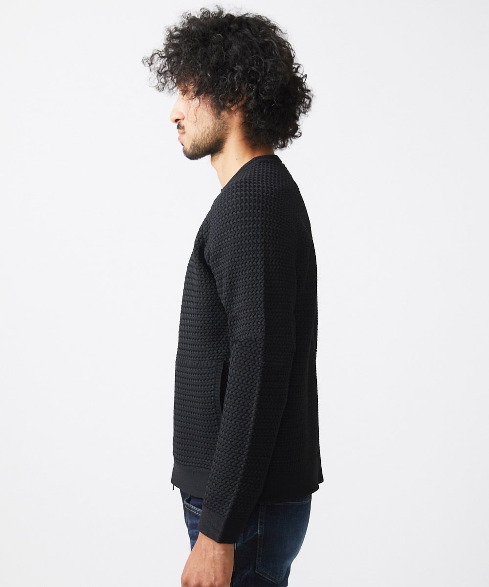 MNFAC54230 MICHEL KLEIN HOMME(ミッシェルクラン オム) ニットノーカラーブルゾン セットアップ ブラック