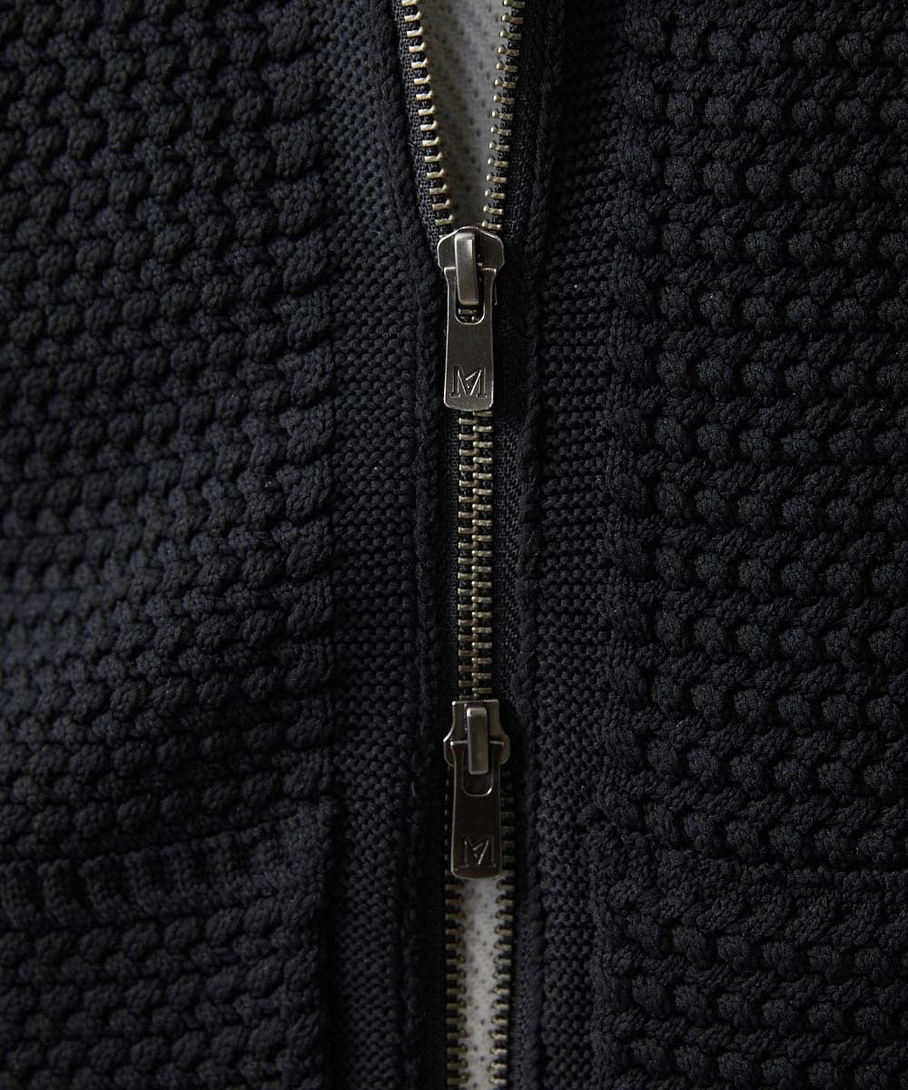 MNFAC54230 MICHEL KLEIN HOMME(ミッシェルクラン オム) ニットノーカラーブルゾン セットアップ ブラック