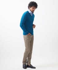 MNFAC55250 MICHEL KLEIN HOMME(ミッシェルクラン オム) ダイヤ柄Vネックニット カーキ