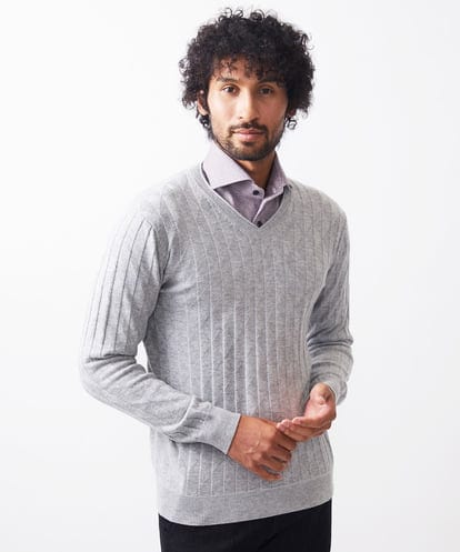MNFAC55250 MICHEL KLEIN HOMME ダイヤ柄Vネックニット