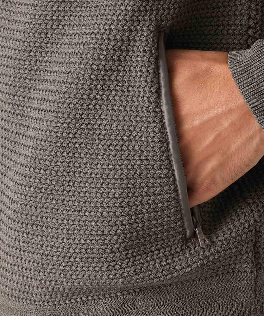 MNFAC64230 MICHEL KLEIN HOMME(ミッシェルクラン オム) ニットZIPパーカー セットアップ ブラウン