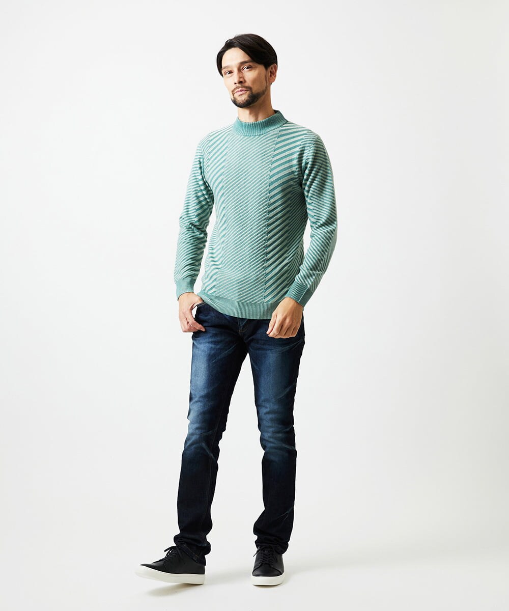 MNFAF01180 MICHEL KLEIN HOMME(ミッシェルクラン オム) グラデーションモックネックニット グリーン