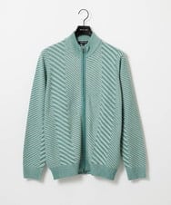 MNFAF02200 MICHEL KLEIN HOMME(ミッシェルクラン オム) グラデーションスタンドカラーニットブルゾン グリーン