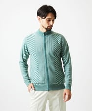MNFAF02200 MICHEL KLEIN HOMME(ミッシェルクラン オム) グラデーションスタンドカラーニットブルゾン グリーン