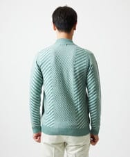 MNFAF02200 MICHEL KLEIN HOMME(ミッシェルクラン オム) グラデーションスタンドカラーニットブルゾン グリーン