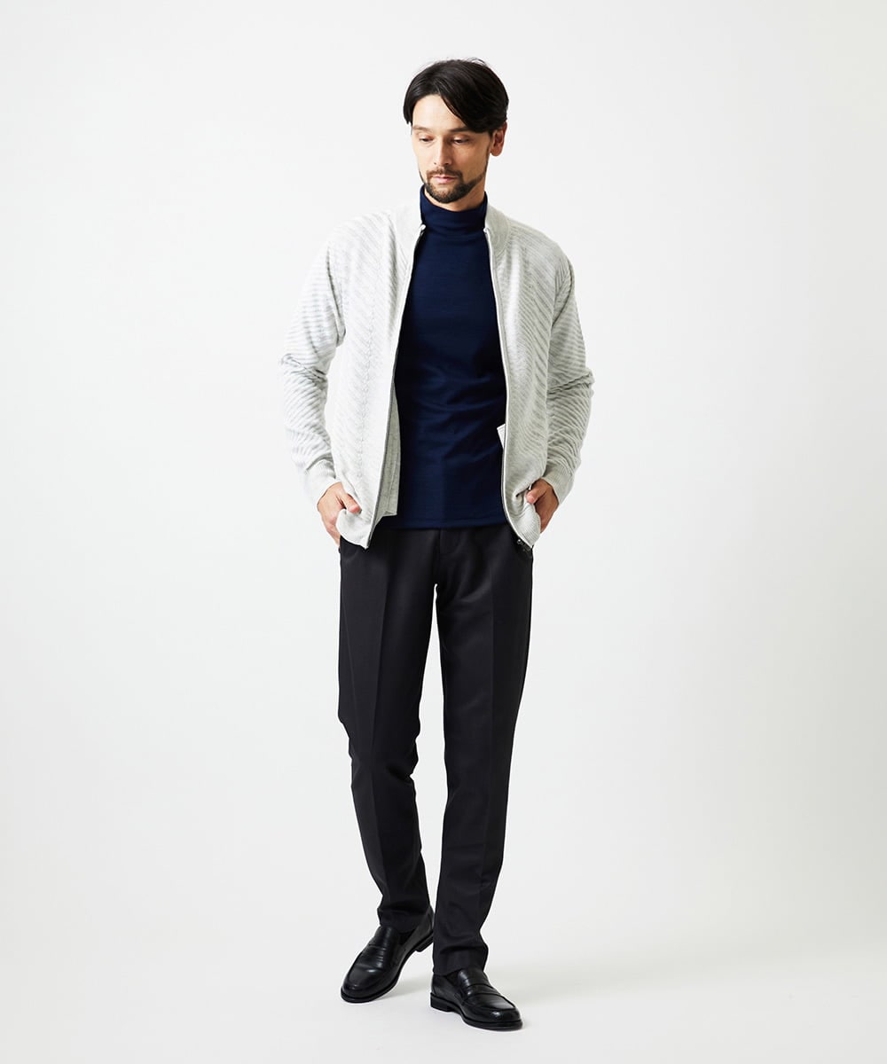MNFAF02200 MICHEL KLEIN HOMME(ミッシェルクラン オム) グラデーションスタンドカラーニットブルゾン ライトグレー