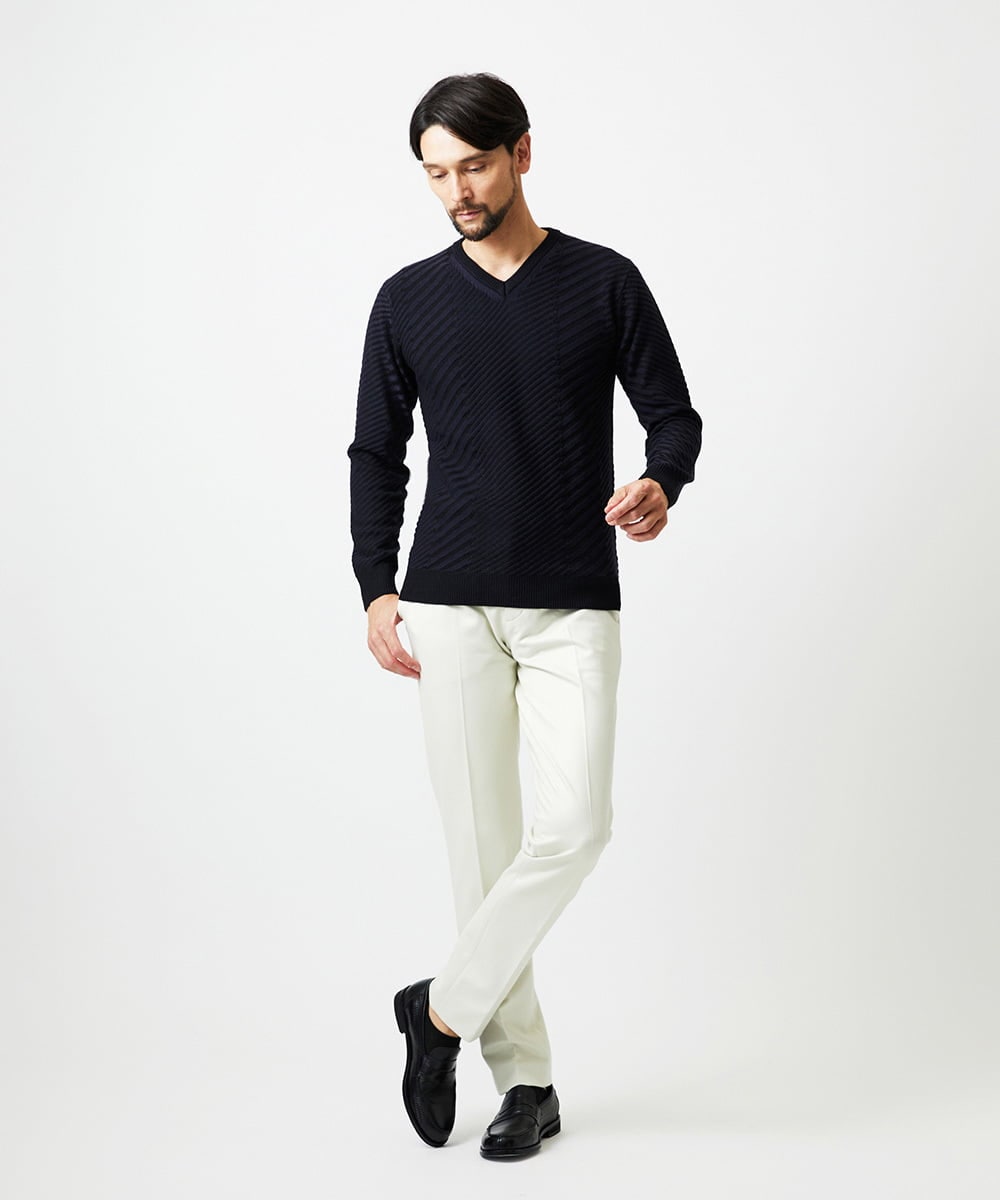 MNFAF03170 MICHEL KLEIN HOMME(ミッシェルクラン オム) グラデーションVネックニット ネイビー