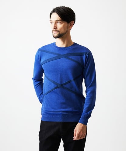 MNFAF50180 MICHEL KLEIN HOMME 切り替えクルーネックニット
