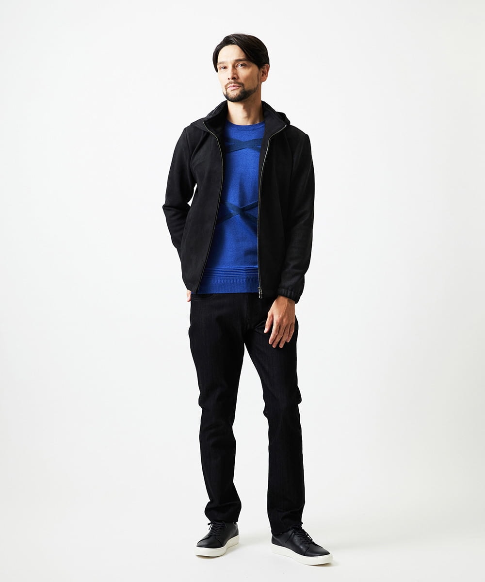 MNFAF50180 MICHEL KLEIN HOMME(ミッシェルクラン オム) 切り替えクルーネックニット ブルー