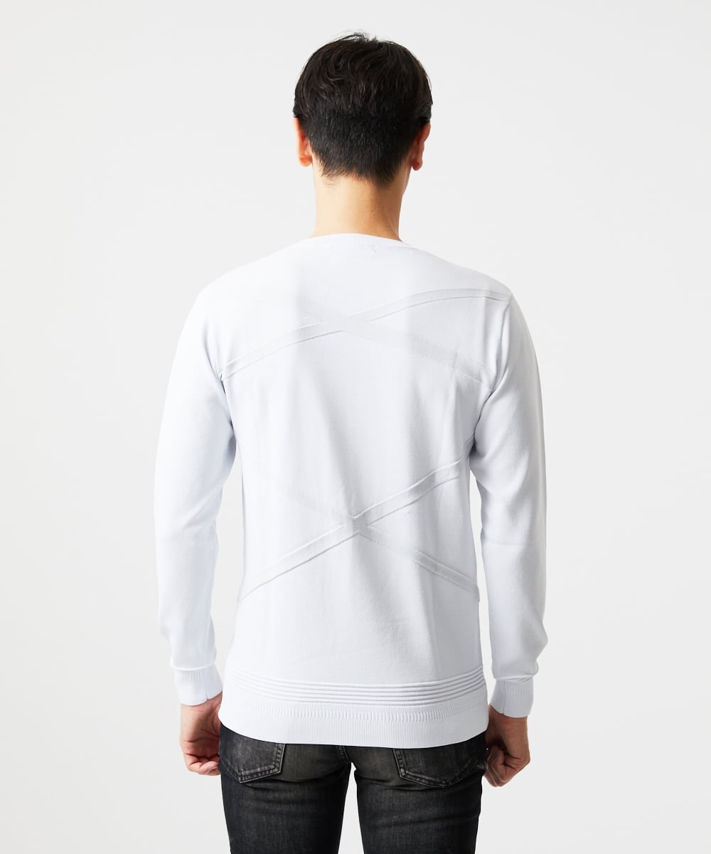MNFAF50180 MICHEL KLEIN HOMME(ミッシェルクラン オム) 切り替えクルーネックニット ホワイト