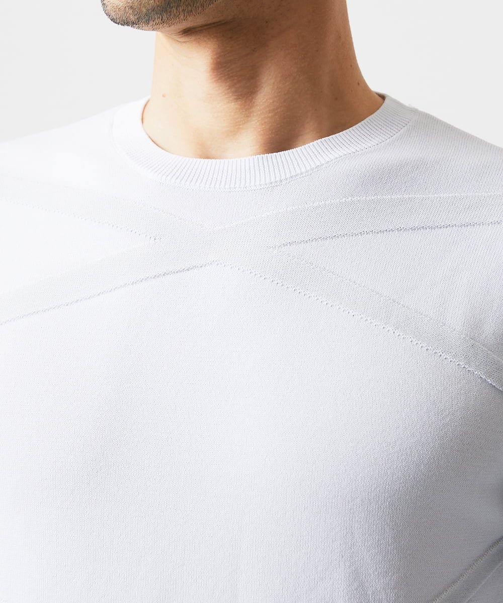 MNFAF50180 MICHEL KLEIN HOMME(ミッシェルクラン オム) 切り替えクルーネックニット ホワイト