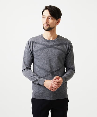 MNFAF50180 MICHEL KLEIN HOMME 切り替えクルーネックニット
