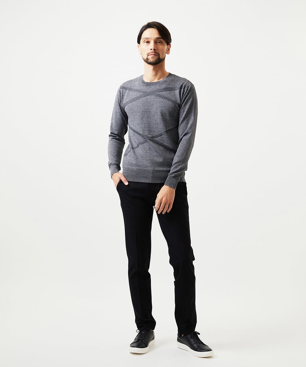MNFAF50180 MICHEL KLEIN HOMME(ミッシェルクラン オム) 切り替えクルーネックニット グレー