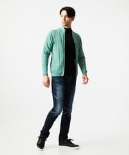 MNFAF51230 MICHEL KLEIN HOMME(ミッシェルクラン オム) 編み込みスタンドカラーニットブルゾン グリーン