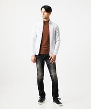 MNFAF51230 MICHEL KLEIN HOMME(ミッシェルクラン オム) 編み込みスタンドカラーニットブルゾン ライトグレー