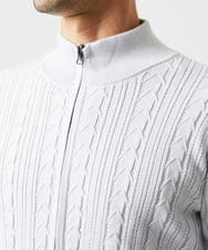 MNFAF51230 MICHEL KLEIN HOMME(ミッシェルクラン オム) 編み込みスタンドカラーニットブルゾン ライトグレー