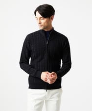 MNFAF51230 MICHEL KLEIN HOMME(ミッシェルクラン オム) 編み込みスタンドカラーニットブルゾン ブラック