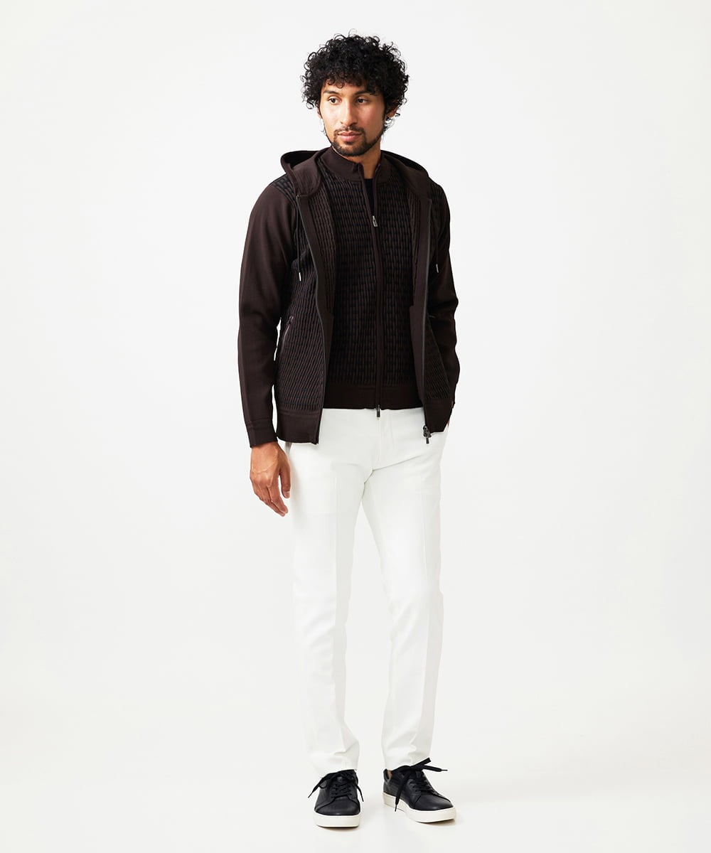 MNFAF54230 MICHEL KLEIN HOMME(ミッシェルクラン オム) 【セットアップ】ニットジップアップパーカー ブラウン