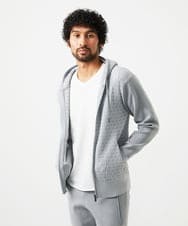 MNFAF54230 MICHEL KLEIN HOMME(ミッシェルクラン オム) 【セットアップ】ニットジップアップパーカー ライトグレー