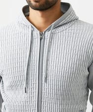 MNFAF54230 MICHEL KLEIN HOMME(ミッシェルクラン オム) 【セットアップ】ニットジップアップパーカー ライトグレー
