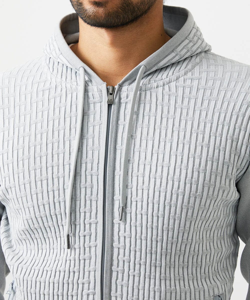 MNFAF54230 MICHEL KLEIN HOMME(ミッシェルクラン オム) 【セットアップ】ニットジップアップパーカー ライトグレー