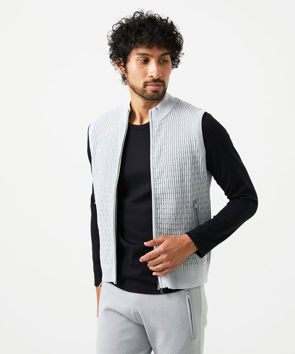 MNFAF55210 MICHEL KLEIN HOMME(ミッシェルクラン オム) 【セットアップ】ニットベスト ライトグレー