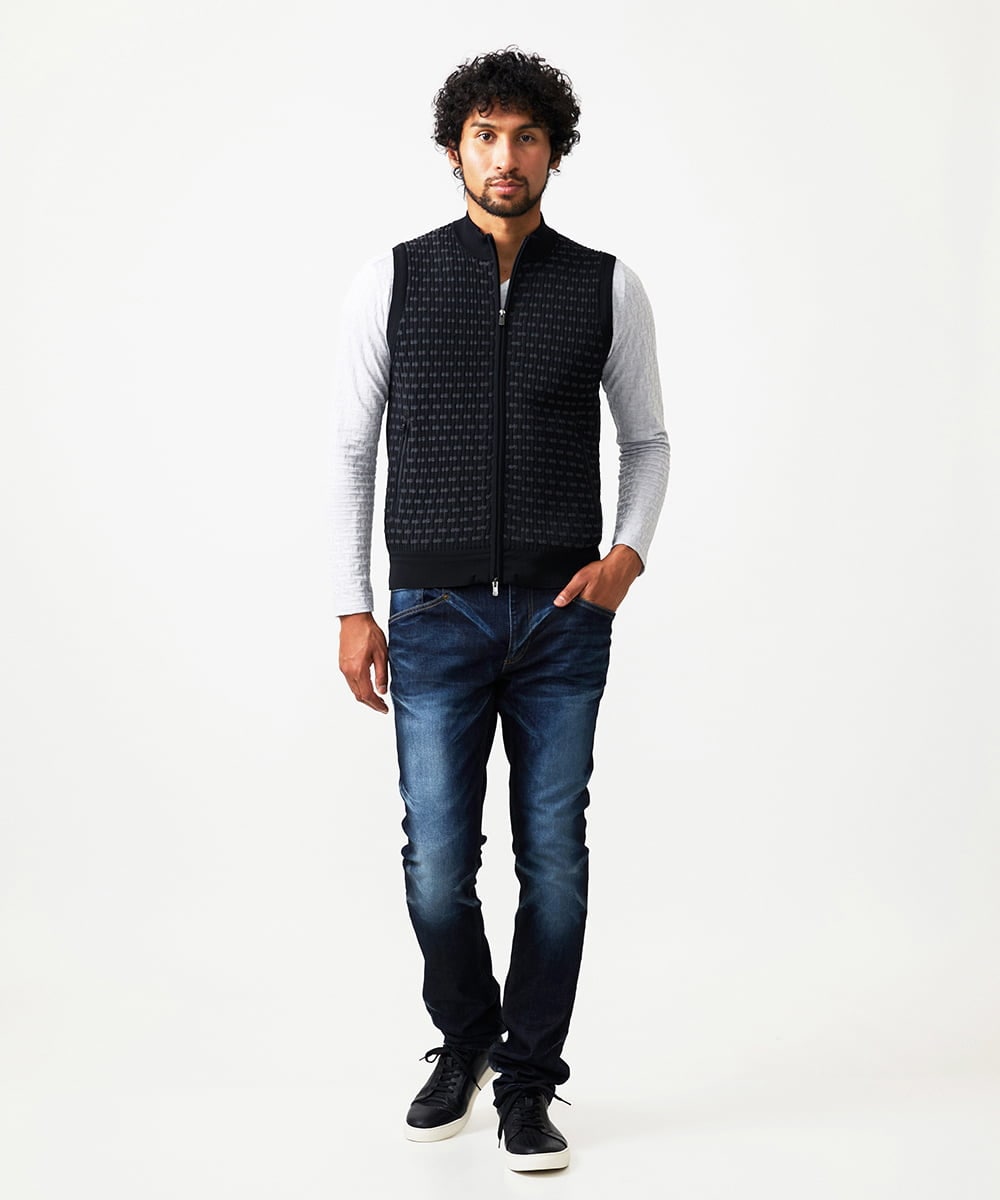 MNFAF55210 MICHEL KLEIN HOMME(ミッシェルクラン オム) 【セットアップ】ニットベスト ブラック