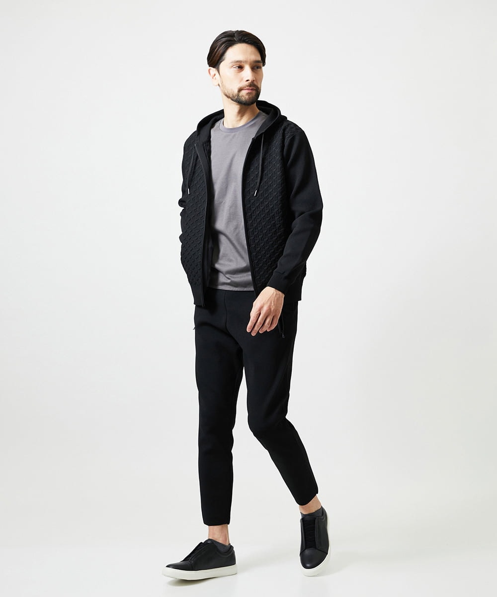 MNFAI50270 MICHEL KLEIN HOMME(ミッシェルクラン オム) ニットジップアップパーカー ブラック