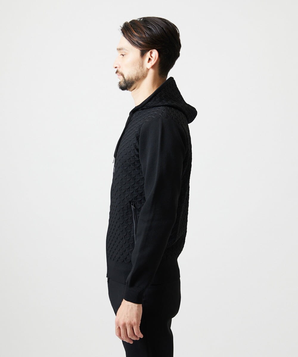 MNFAI50270 MICHEL KLEIN HOMME(ミッシェルクラン オム) ニットジップアップパーカー ブラック
