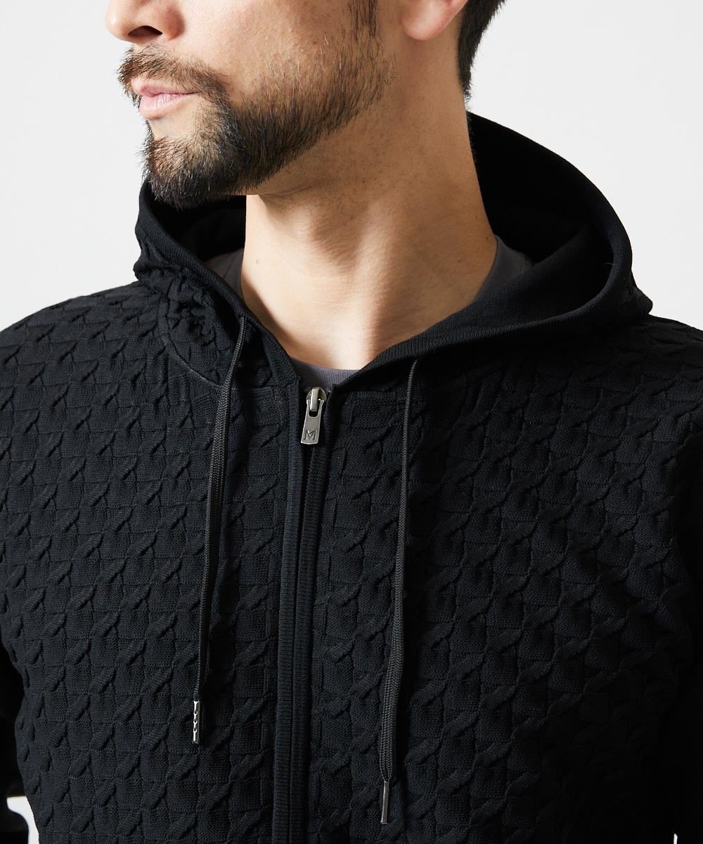 MNFAI50270 MICHEL KLEIN HOMME(ミッシェルクラン オム) ニットジップアップパーカー ブラック