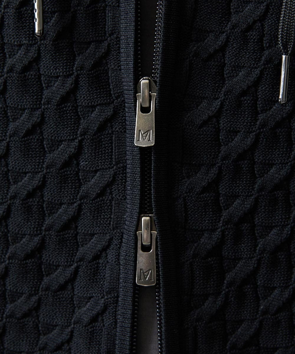 MNFAI50270 MICHEL KLEIN HOMME(ミッシェルクラン オム) ニットジップアップパーカー ブラック