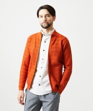 MNFAI51230 MICHEL KLEIN HOMME(ミッシェルクラン オム) オリジナル柄スタンドカラーニットカーディガン オレンジ
