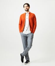 MNFAI51230 MICHEL KLEIN HOMME(ミッシェルクラン オム) オリジナル柄スタンドカラーニットカーディガン オレンジ