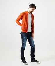 MNFAI51230 MICHEL KLEIN HOMME(ミッシェルクラン オム) オリジナル柄スタンドカラーニットカーディガン オレンジ