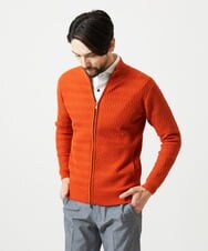 MNFAI51230 MICHEL KLEIN HOMME(ミッシェルクラン オム) オリジナル柄スタンドカラーニットカーディガン オレンジ