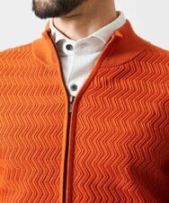 MNFAI51230 MICHEL KLEIN HOMME(ミッシェルクラン オム) オリジナル柄スタンドカラーニットカーディガン オレンジ