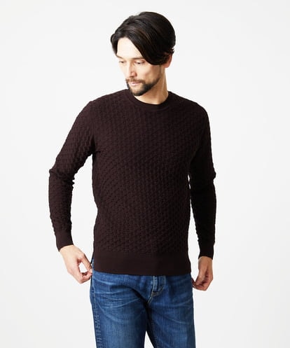 MNFAI52210 MICHEL KLEIN HOMME 立体編柄クルーネックニット