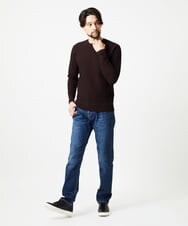 MNFAI52210 MICHEL KLEIN HOMME(ミッシェルクラン オム) 立体編柄クルーネックニット ブラウン