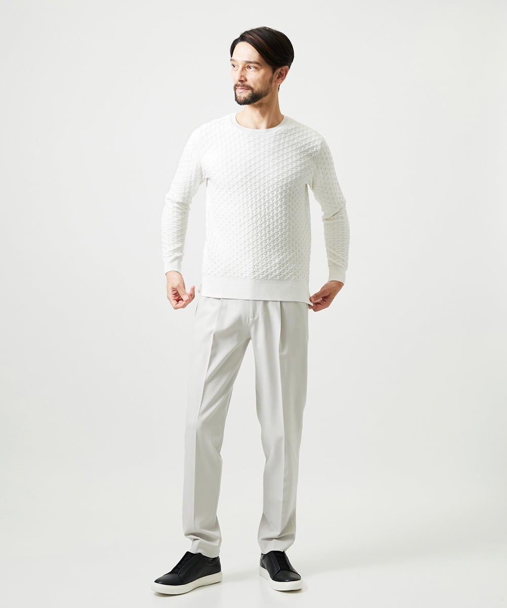 MNFAI52210 MICHEL KLEIN HOMME(ミッシェルクラン オム) 立体編柄クルーネックニット ホワイト
